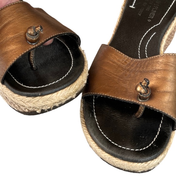 Donald J. Pliner SYA Platform Wedge Slides Bronze Leather - Picture 2 of 12